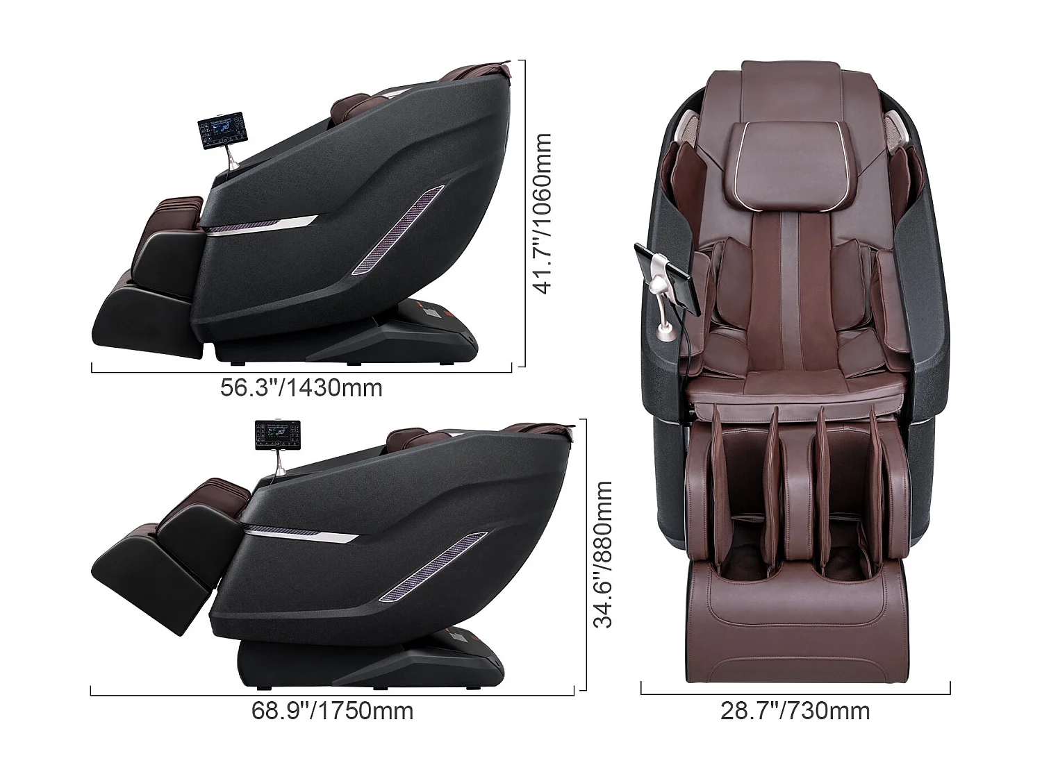 Fauteuil de Massage avec Piste SL Flexible, Masseur Shiatsu 3D Complet du Corps, Zero Gravite, 10 a 18 Modes Automatiques, Chauffage,  Coussin d’Air