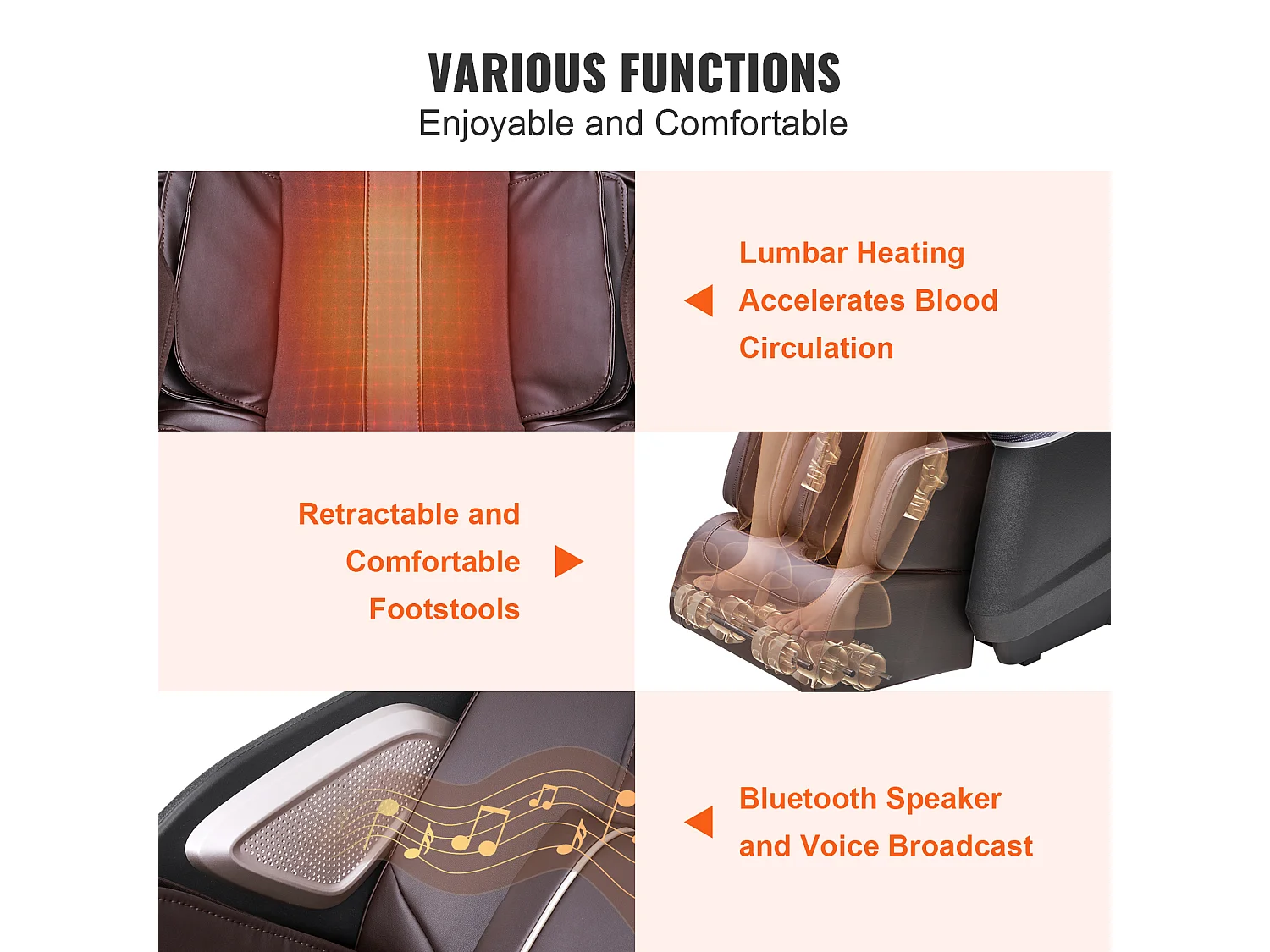Fauteuil de Massage avec Piste SL Flexible, Masseur Shiatsu 3D Complet du Corps, Zero Gravite, 10 a 18 Modes Automatiques, Chauffage,  Coussin d’Air