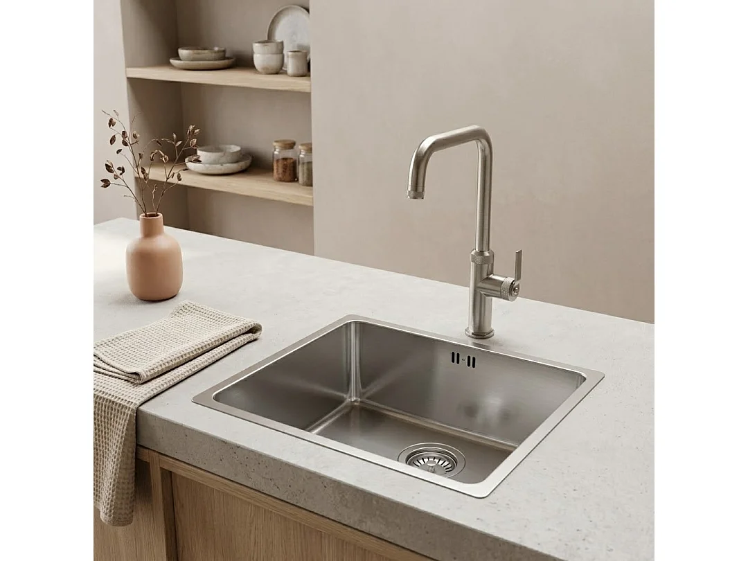 Essenox lava-loiça 1 cuba 49x44 em aço inoxidável Essebagno