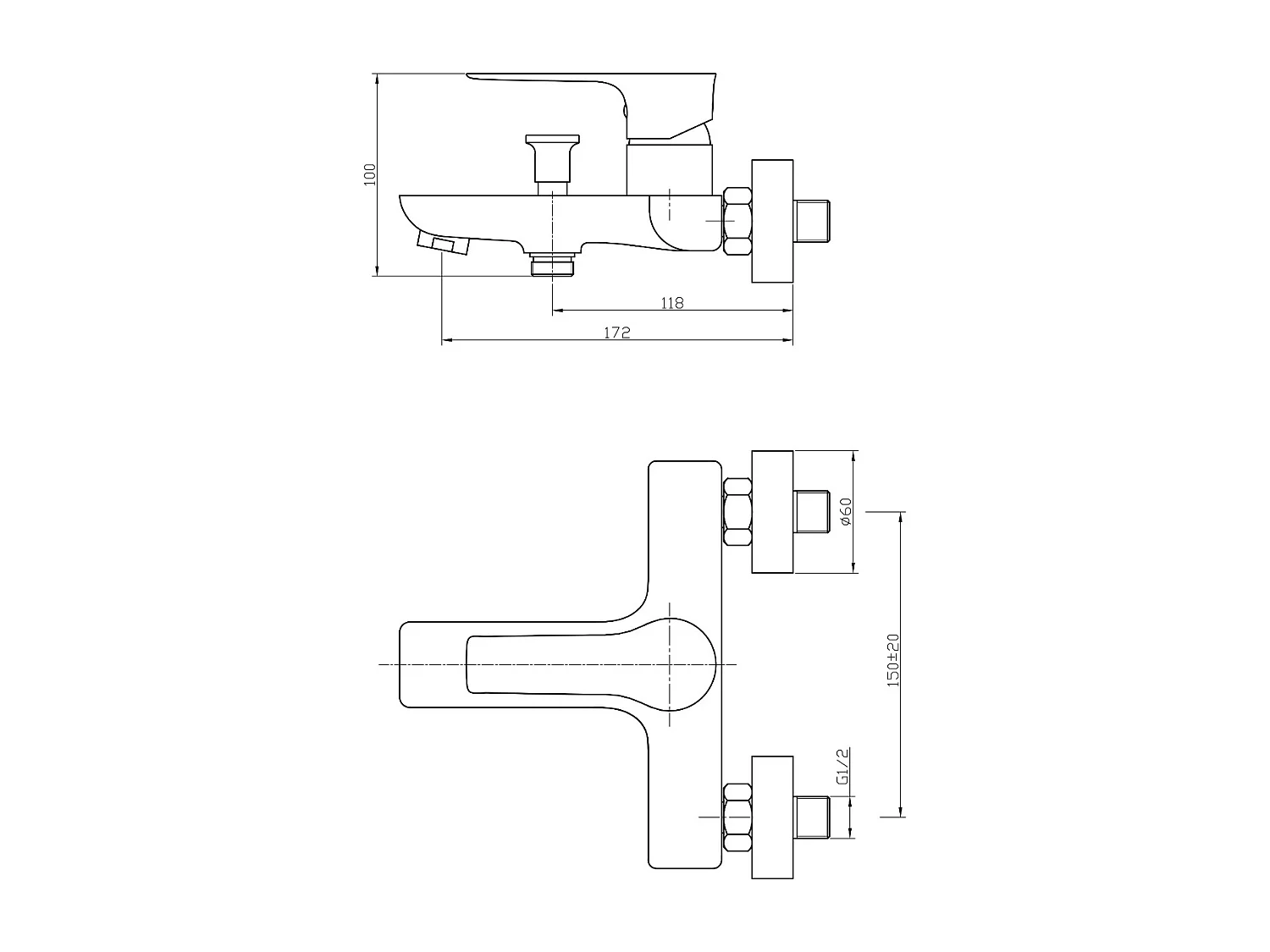 Lover mechanische bad-douchemengkraan wit chroom - Essebagno