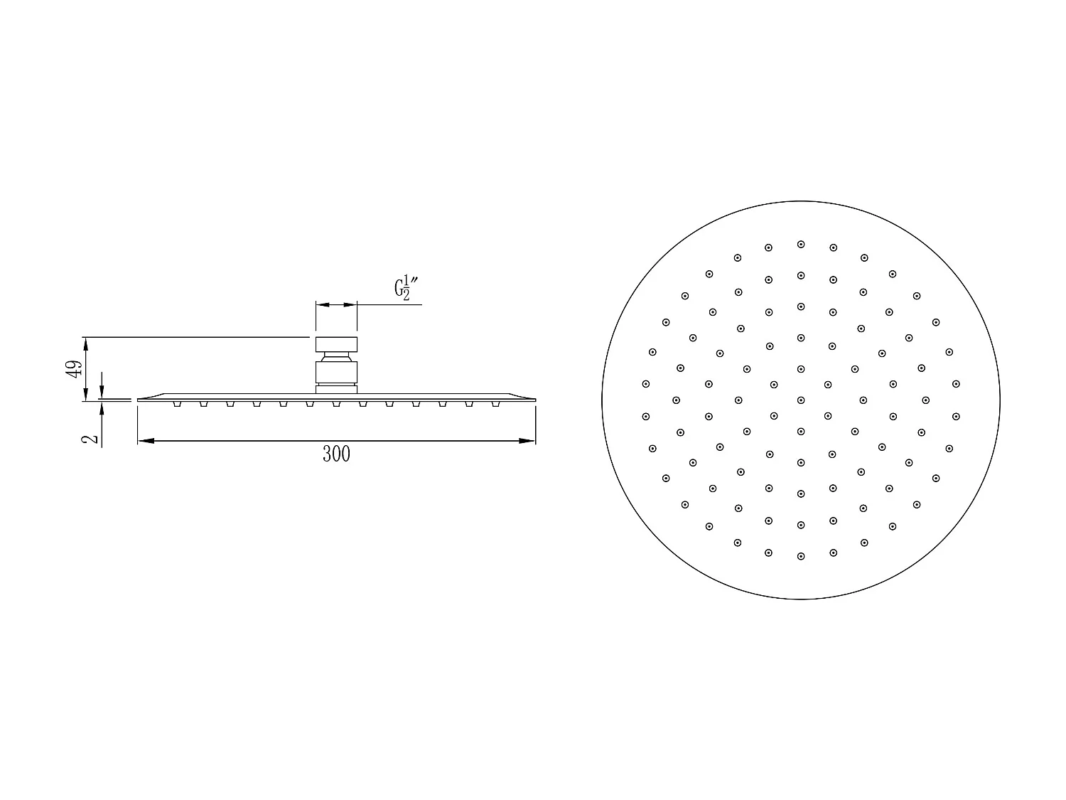 Inoxa runder extra flacher Duschkopf 300 mm - Essebagno
