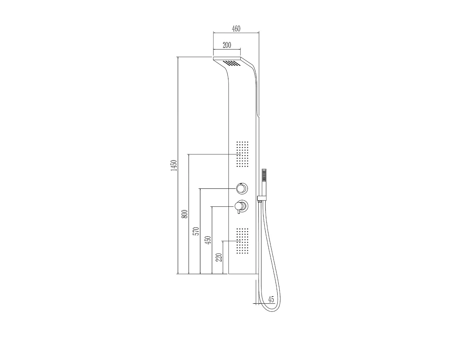 Esseflat panneau de douche hydromassant mécanique gris gun métal - Essebagno
