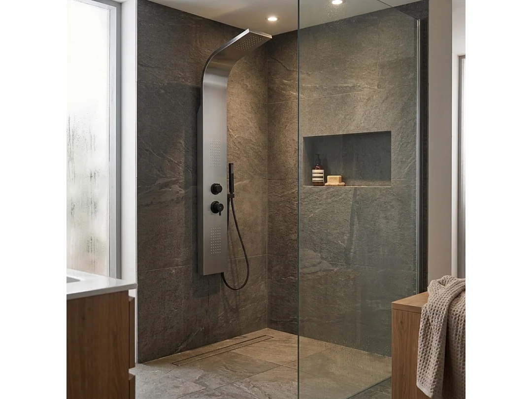 Esseflat mechanisch douchepaneel metallic grijs - Essebagno