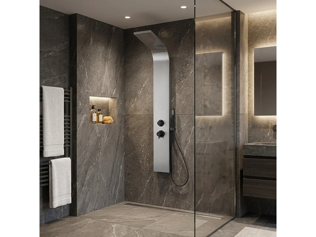 Esseflat mechanisch douchepaneel metallic grijs - Essebagno