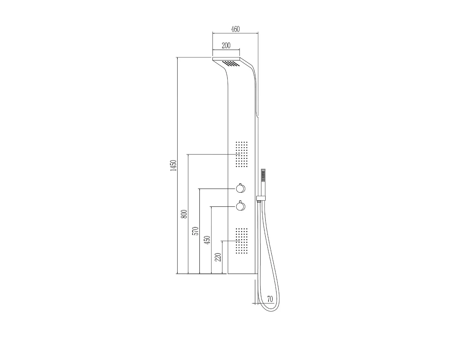 Esseflat panneau de douche hydromassant thermostatique gris gun métal - Essebagno