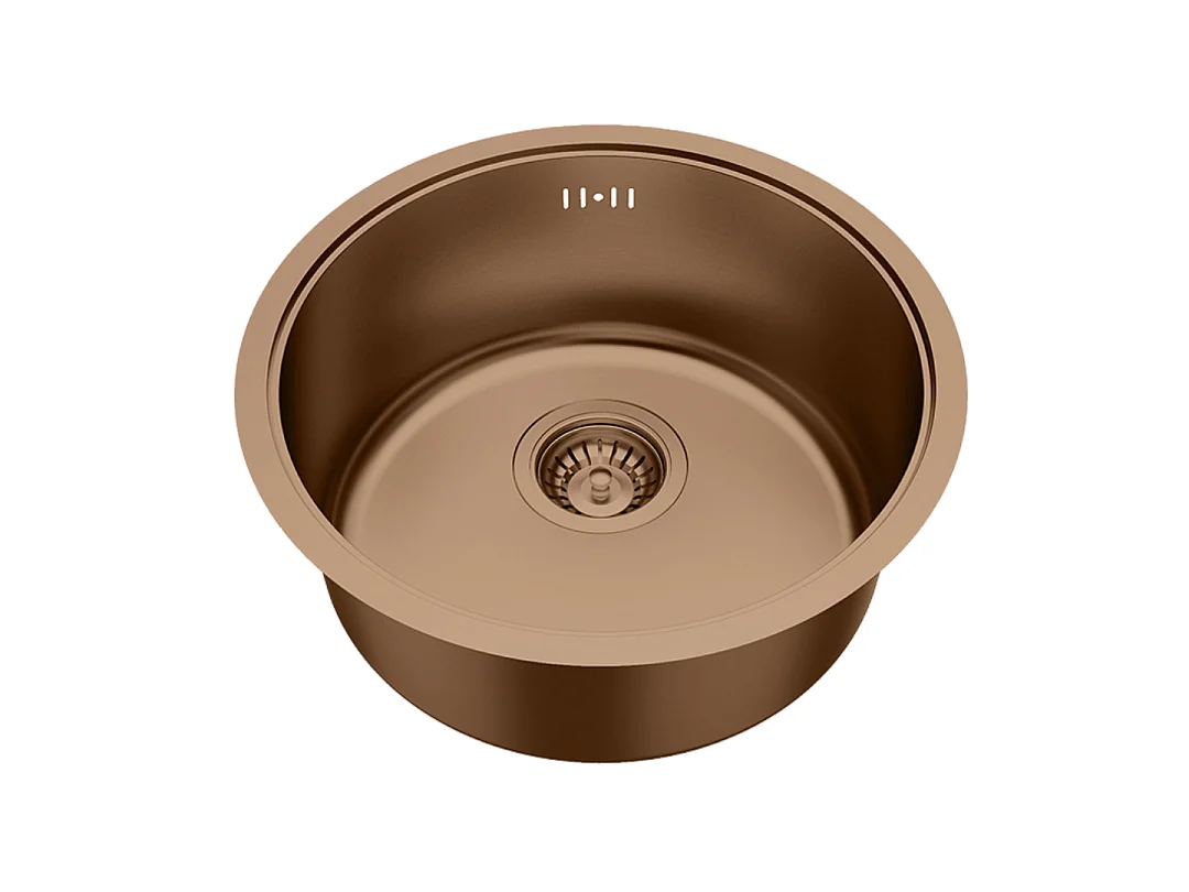 Essenox lava-loiça 1 cuba redonda em aço inox 42.5cm cobre escovado Essebagno