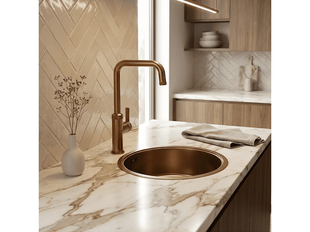 Essenox évier 1 cuve ronde 42.5cm en inox cuivre brossé - Essebagno