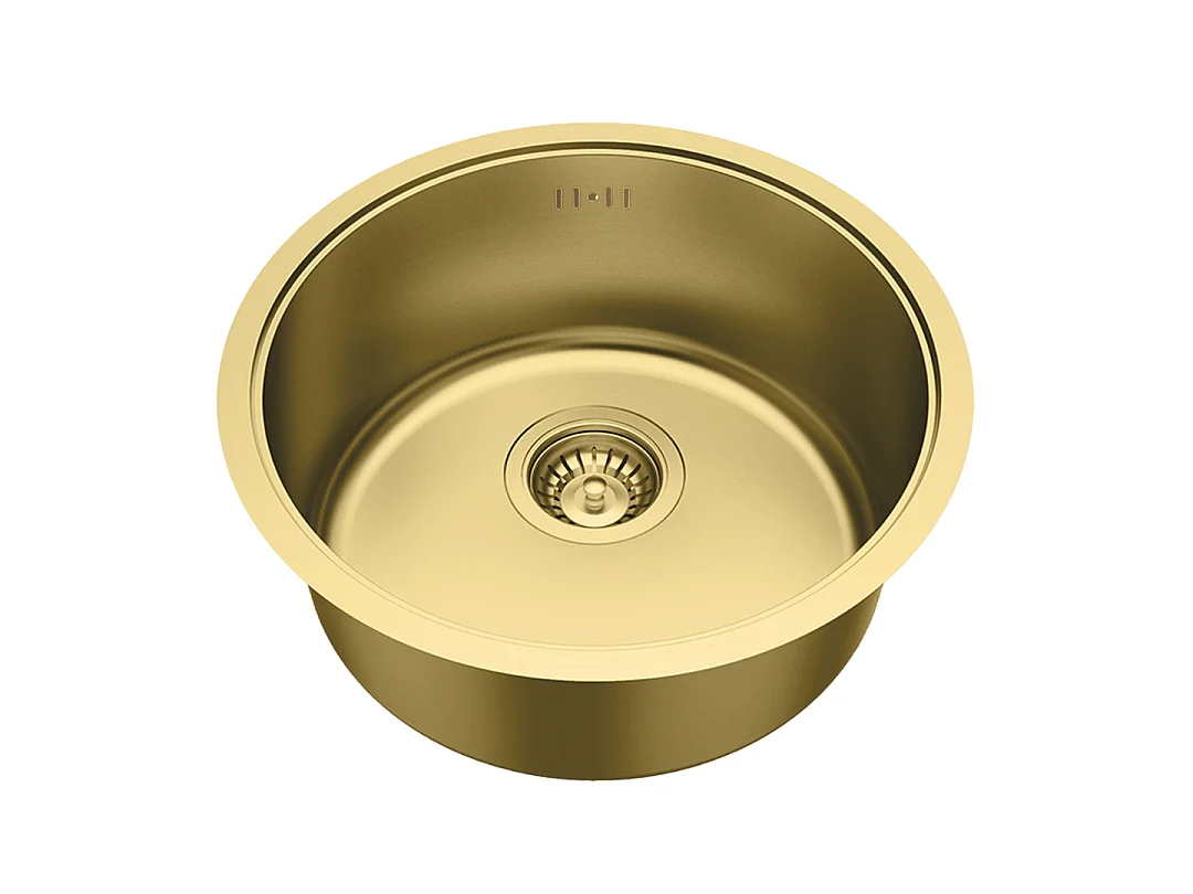 Essenox lava-loiça 1 cuba redonda em aço inox 42.5cm ouro escovado Essebagno