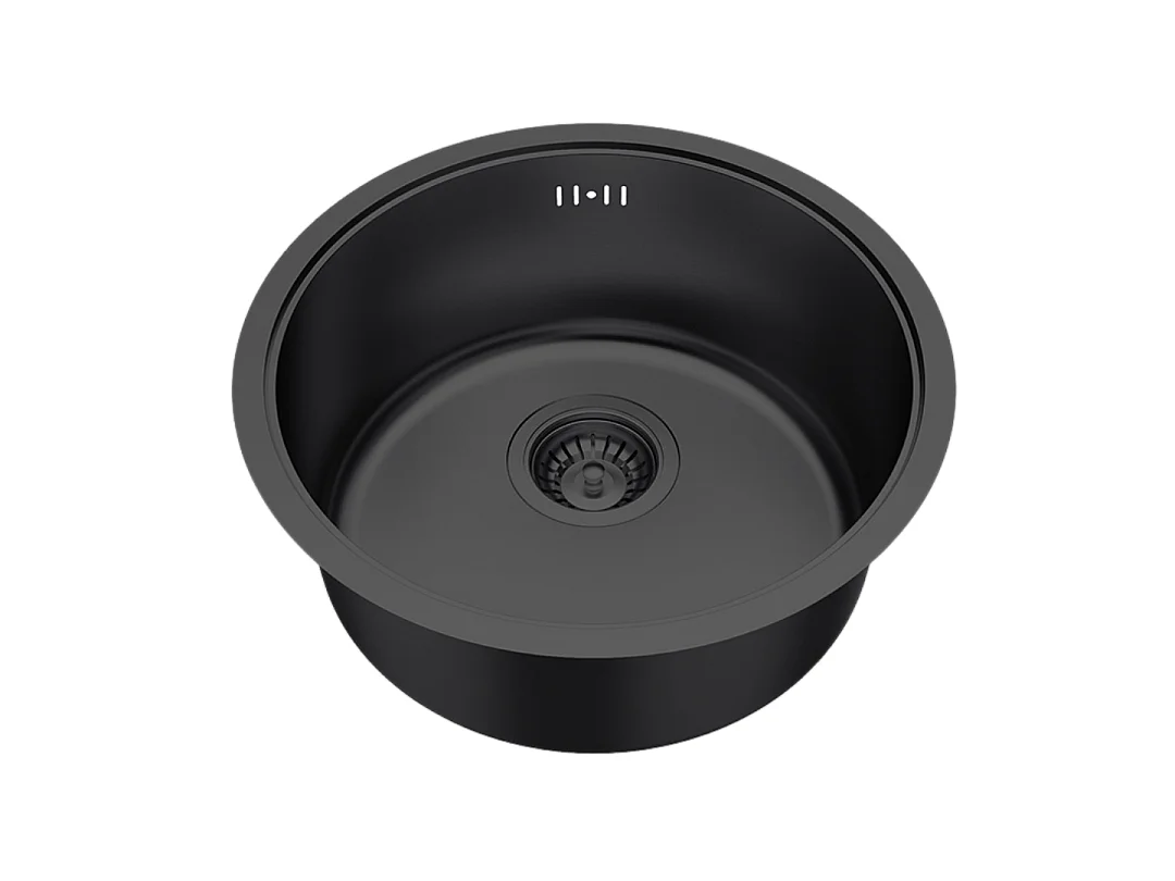 Essenox lava-loiça 1 cuba redonda em aço inox 42.5cm preto Essebagno