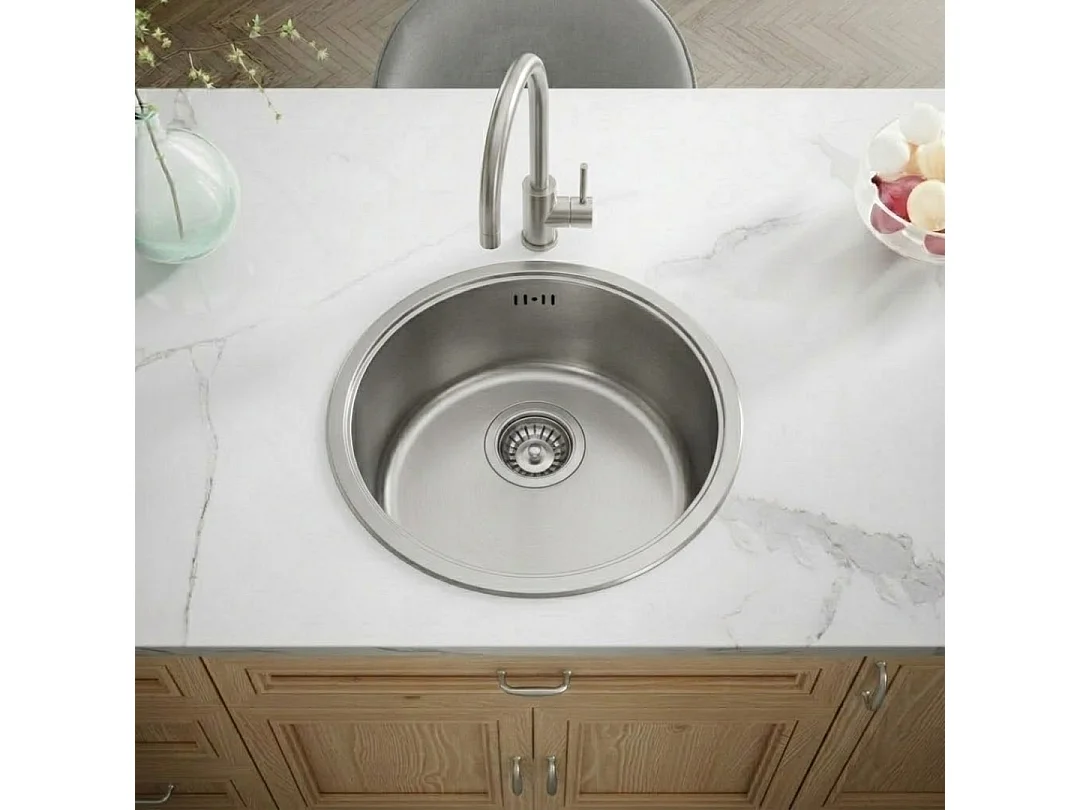 Essenox lava-loiça 1 cuba redonda em aço inox 42.5cm Essebagno