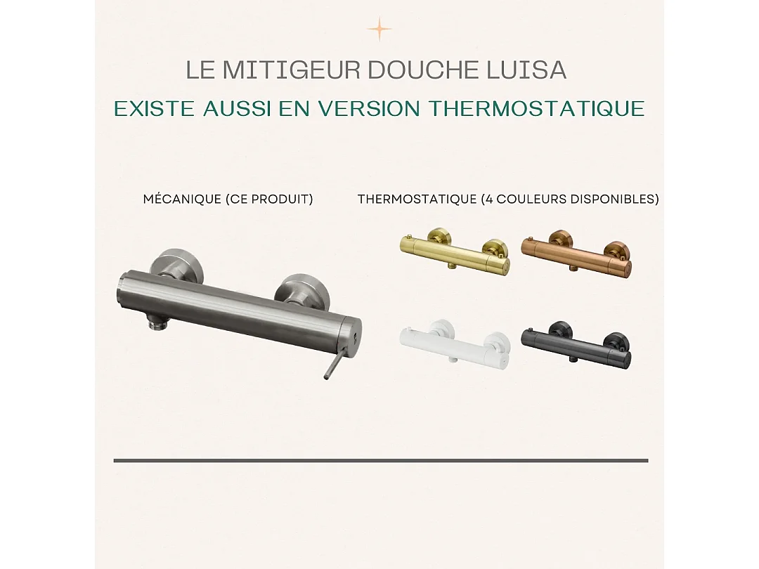 Luisa mechanische douchekraan geborsteld roestvrij staal - Essebagno