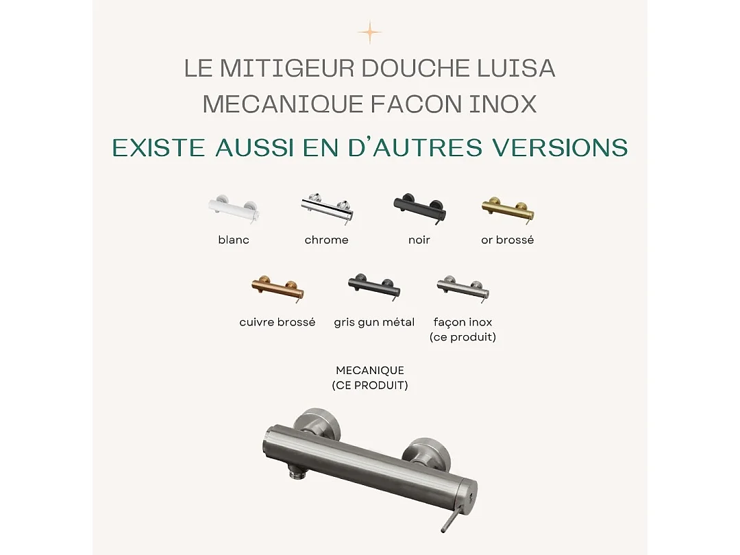 Luisa mitigeur douche mécanique façon inox brossé - Essebagno