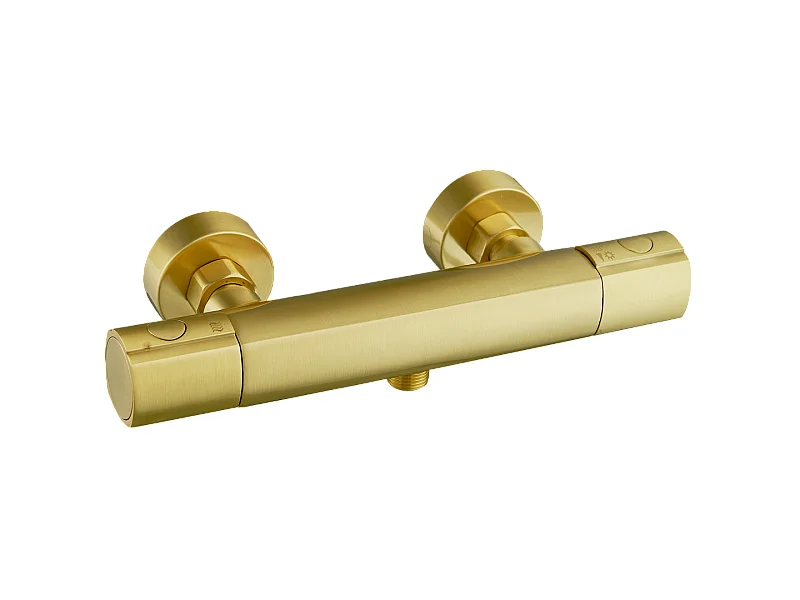 Carra mitigeur douche thermostatique or brossé - Essebagno