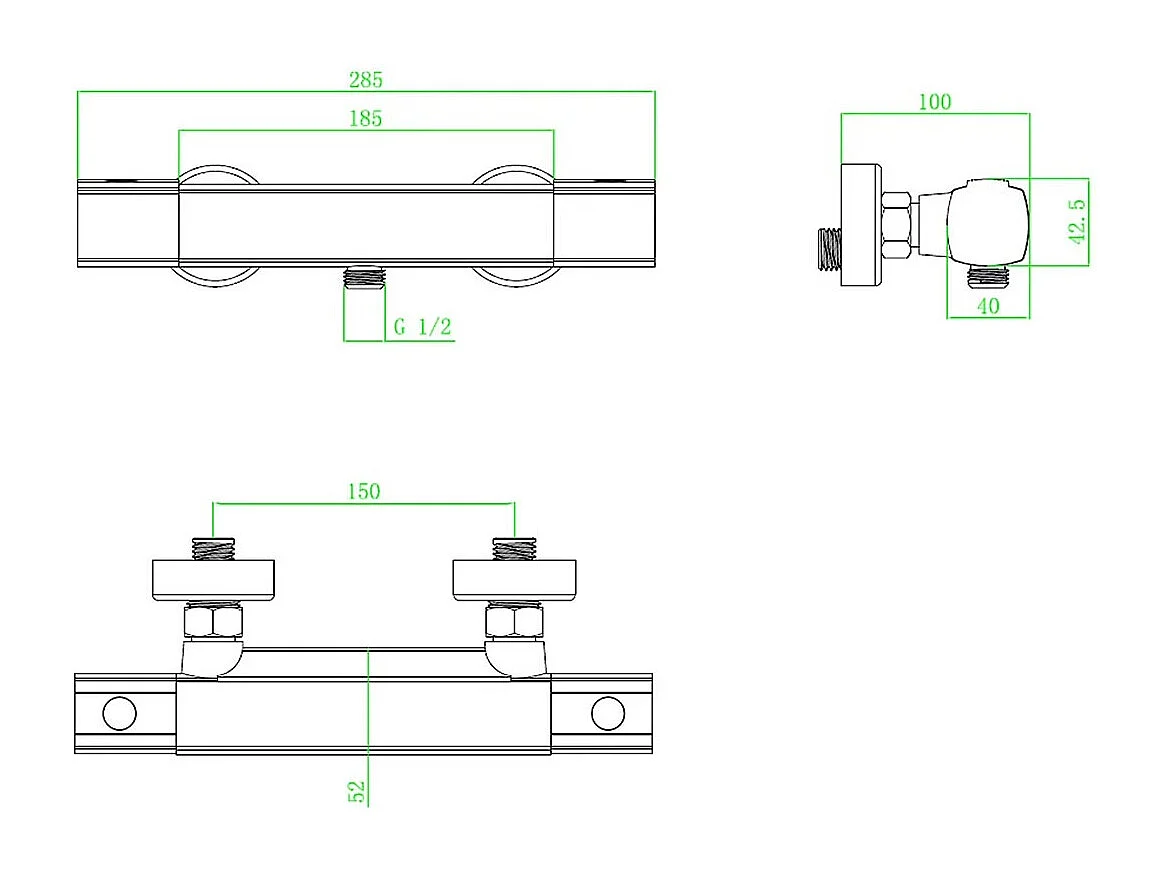 Carra mitigeur douche thermostatique noir - Essebagno