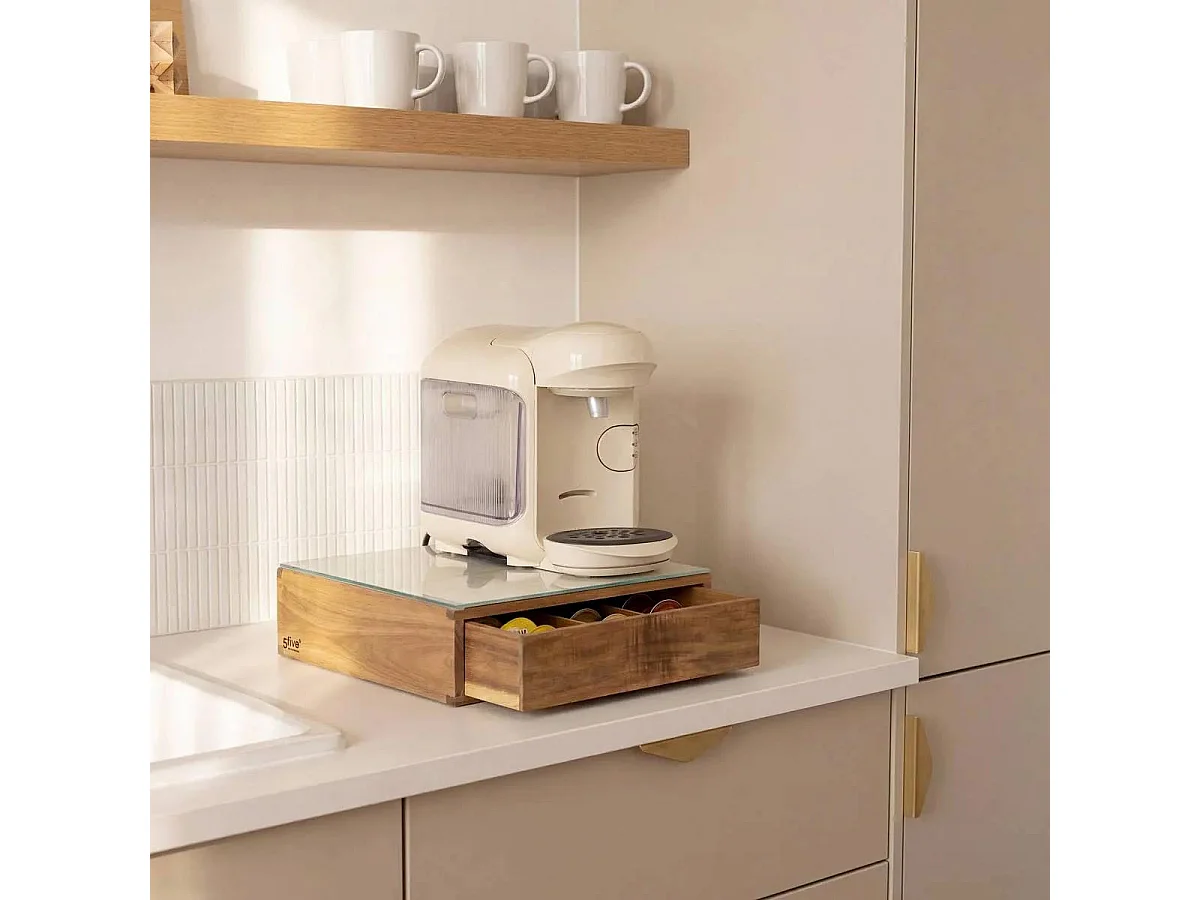 Porte-Capsules Tiroir en Bois "Acacia" 30cm Marron