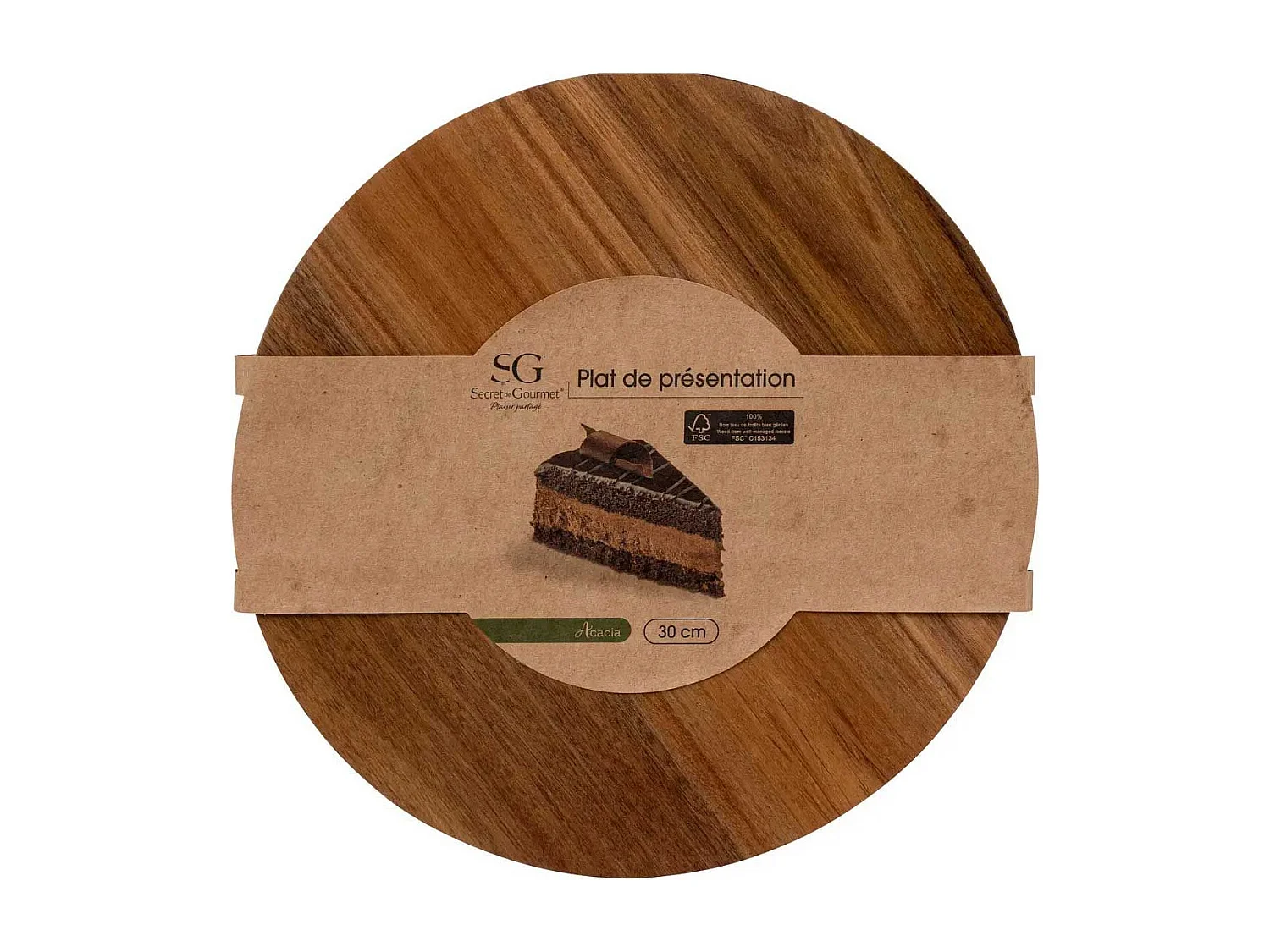 Plat de Présentation en Bois "Acacia" 30cm Marron