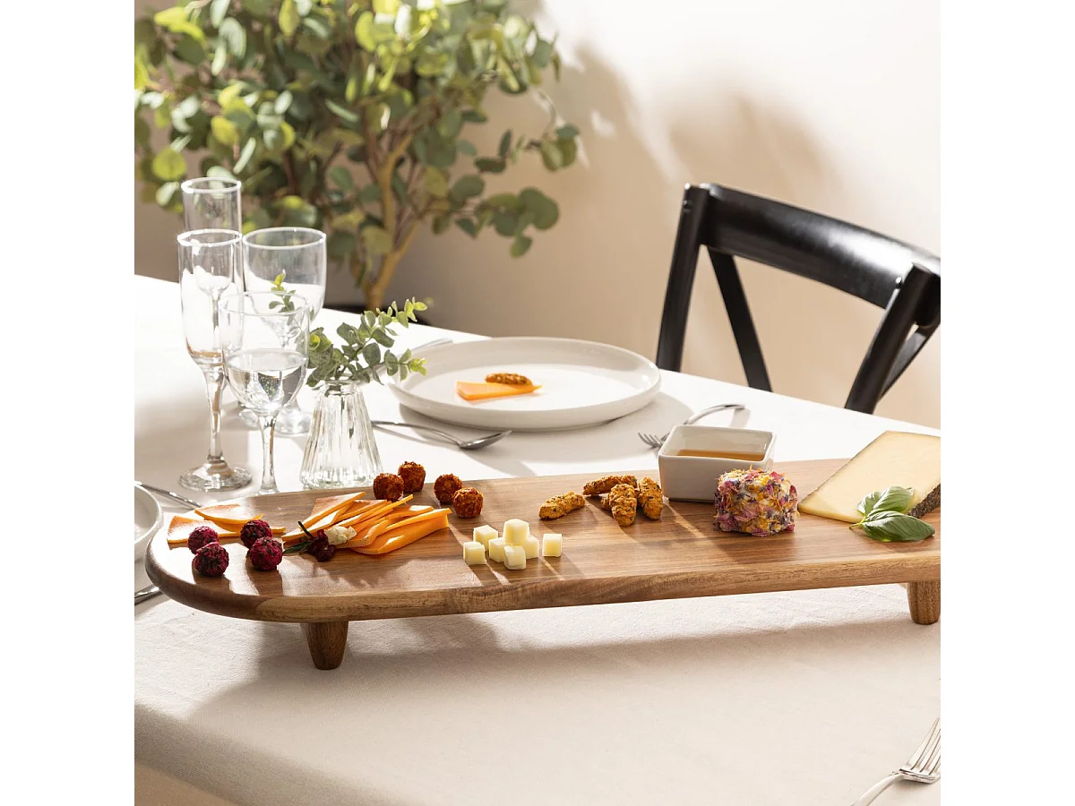 Plat de Présentation sur Pied "Acacia" 70cm Marron