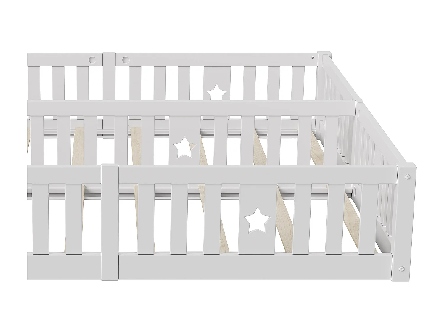 Lit bébé 180x200 cm - avec barrières de sécurité et sommier à lattes - convient pour 2 enfants - blanc