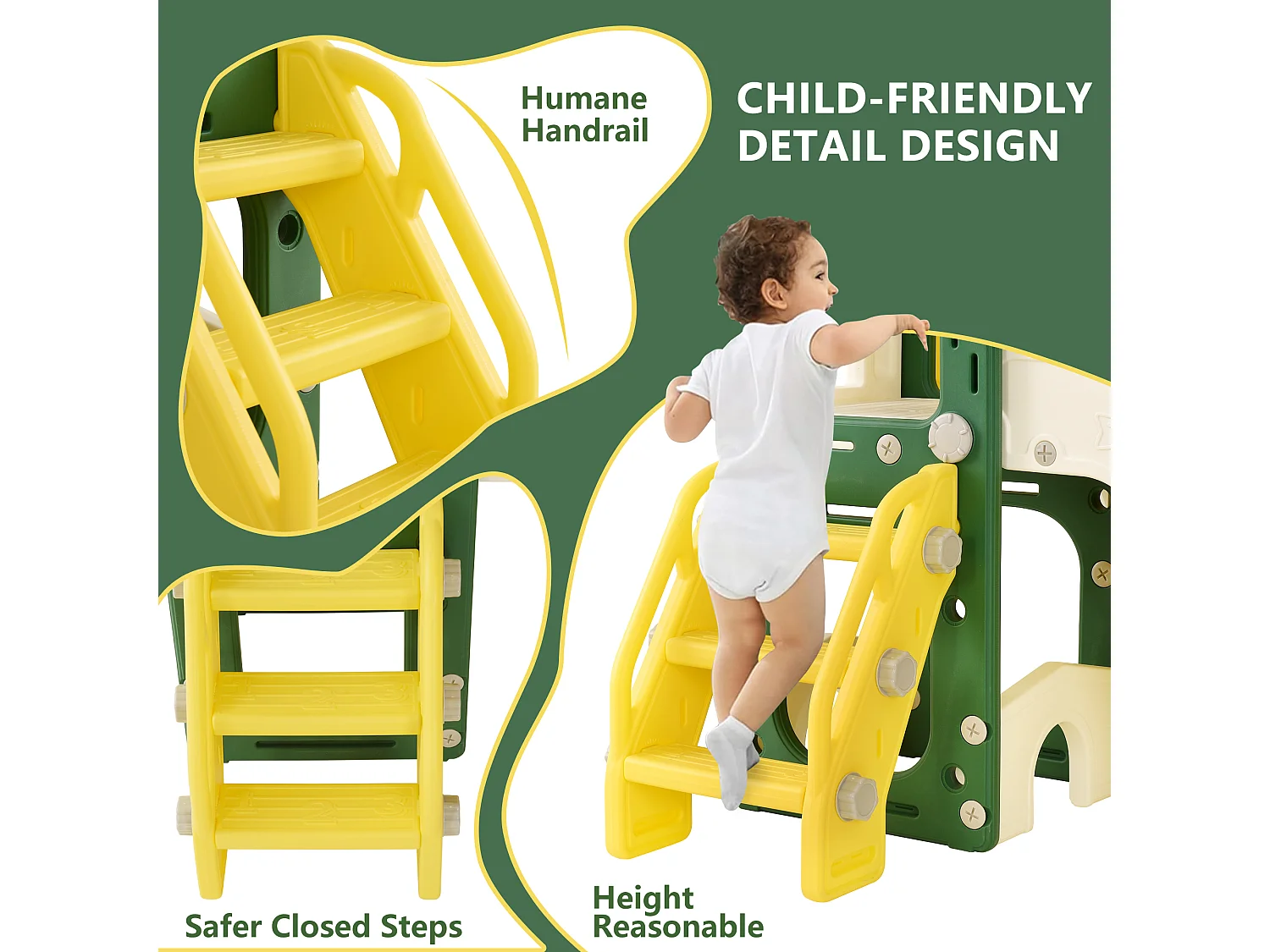 Toboggan pour enfants 7 en 1, toboggan de jardin pour enfants avec panier, toboggan extérieur pour enfants