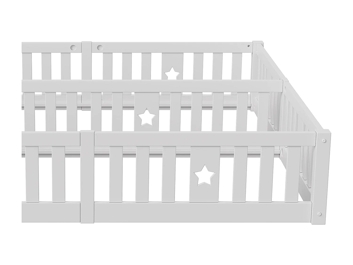 Lit bébé 180x200 cm avec barrières de sécurité - sommier non inclus - convient pour 2 enfants - blanc