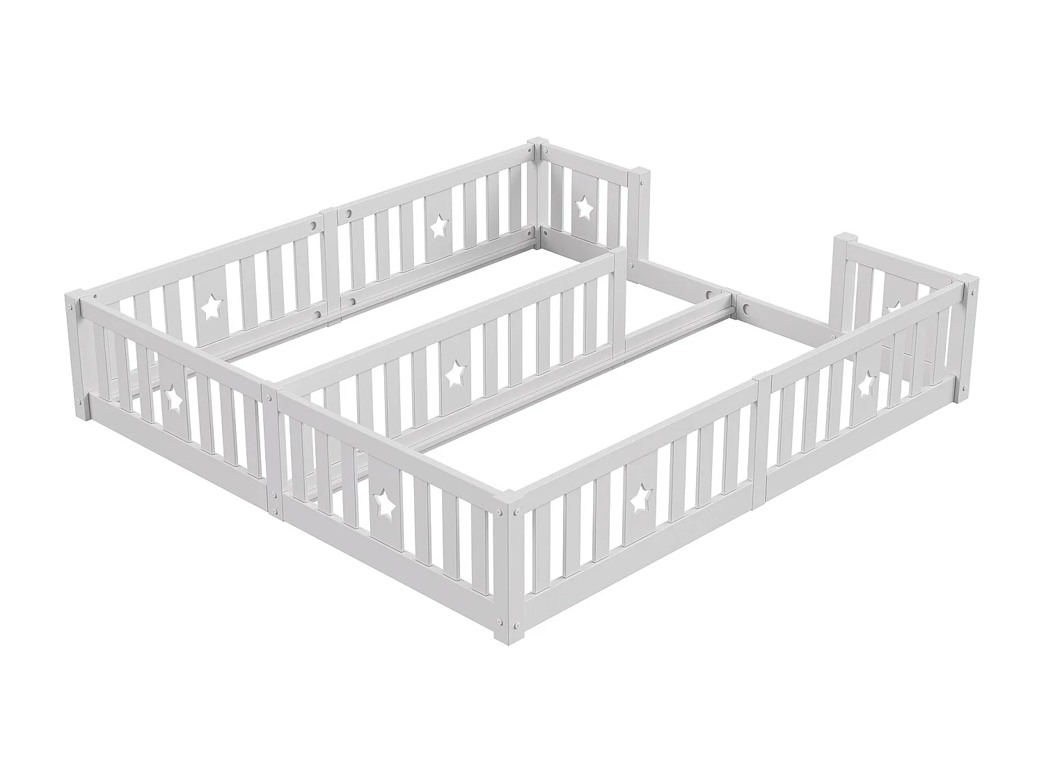 Lit bébé 180x200 cm avec barrières de sécurité - sommier non inclus - convient pour 2 enfants - blanc