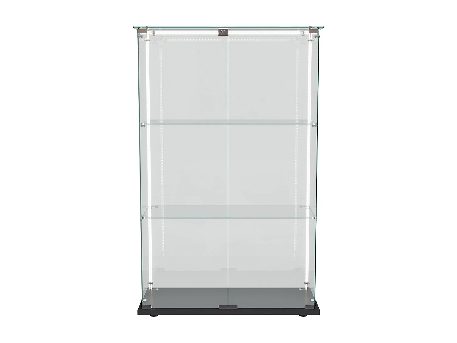 Vitrine avec éclairage LED, vitrine sur pied avec serrure, 2 portes et 3 étagères, 123.3 x 78,5 x 35 cm,noir