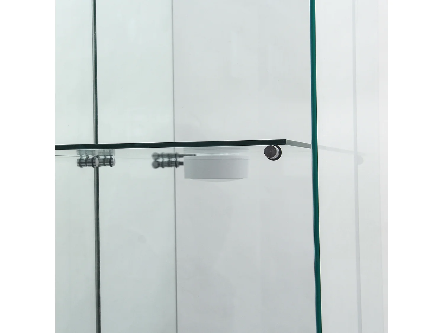 Vitrine en verre à 4 niveaux avec éclairage LED, double porte avec serrures,80,5 x 36,5 x 164 cm