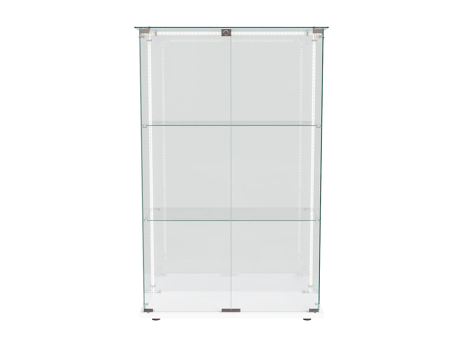 Vitrine avec éclairage LED, vitrine sur pied avec serrure, 2 portes et 3 étagères, 123.3 x 78,5 x 35 cm,blanc