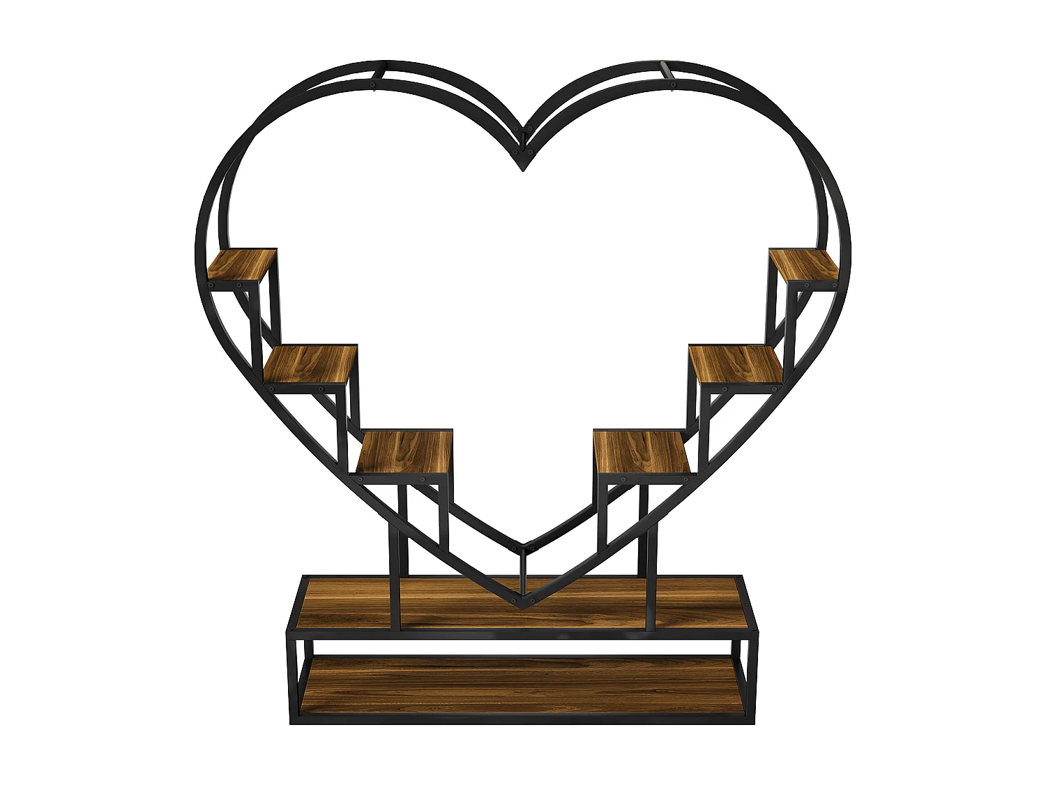 Support pour plantes en forme de cœur avec lampe horticole et rangement - 100 x 26 x 138 cm