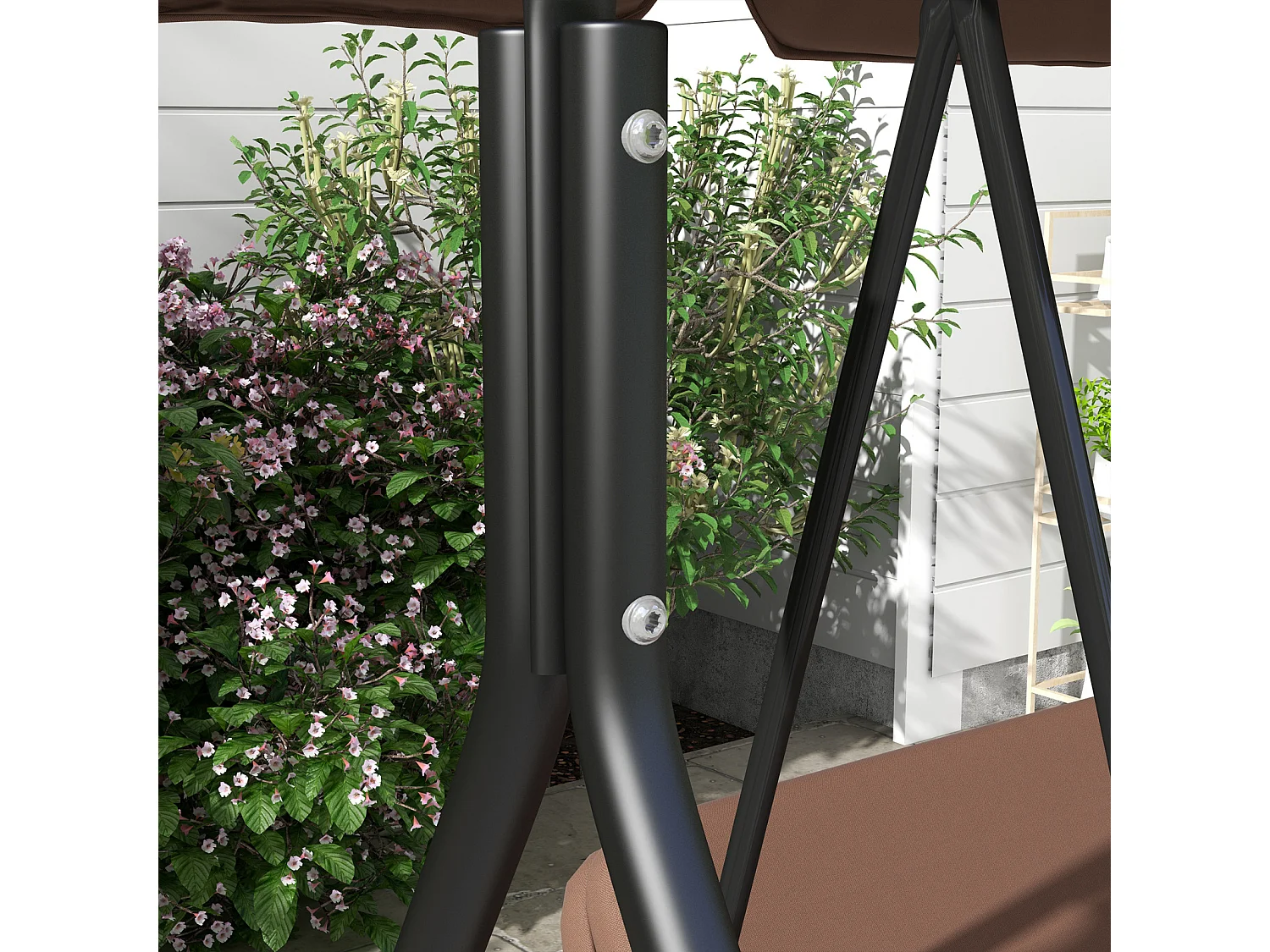 Tuinschommelstoel, 3-zits ligstoel met verstelbare zonnekap, geschikt voor tuinen en terrassen