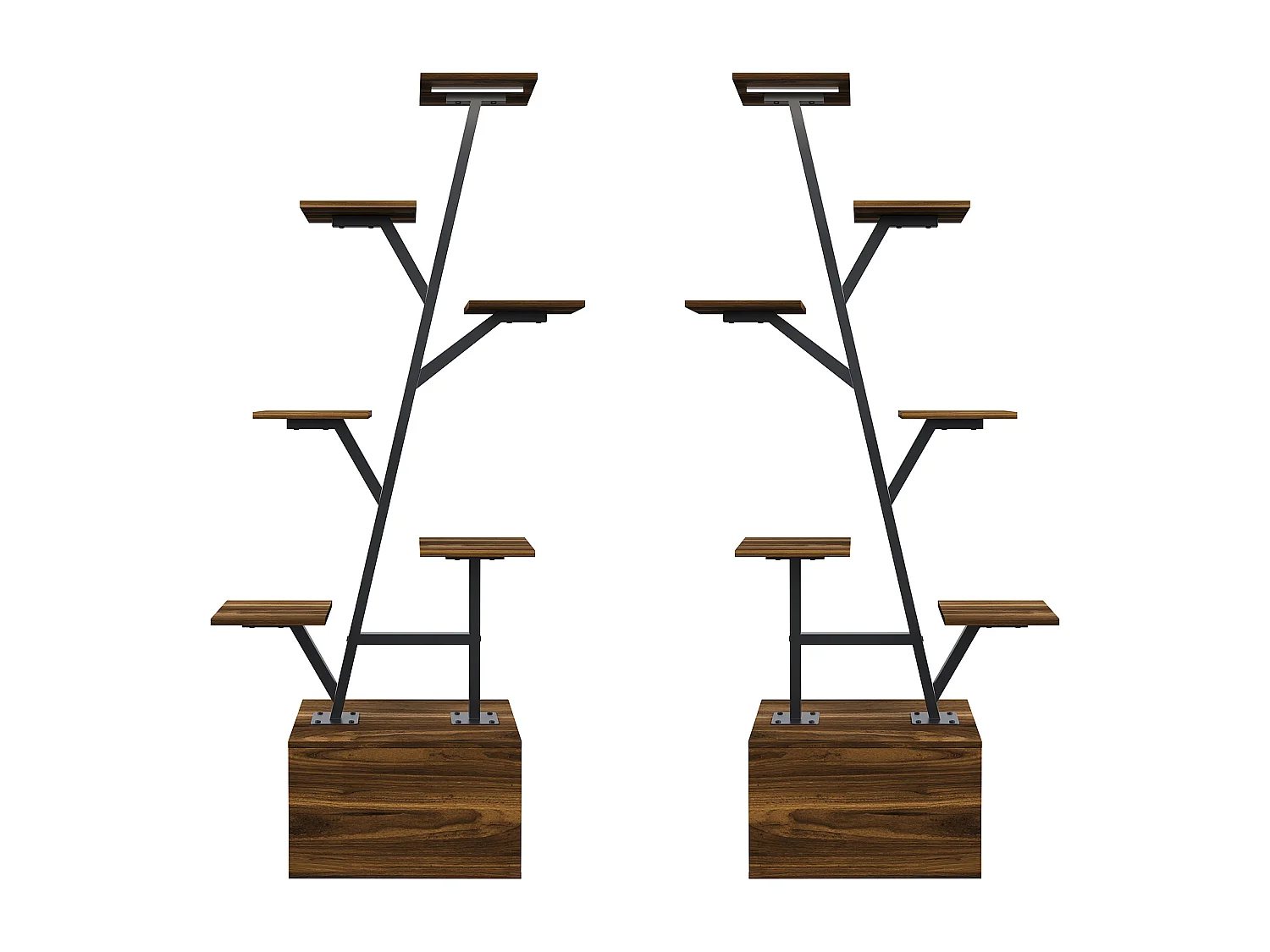 Lot de 2 supports pour plantes - avec lampe de croissance et armoire de rangement - 40 x 30 x 140 cm