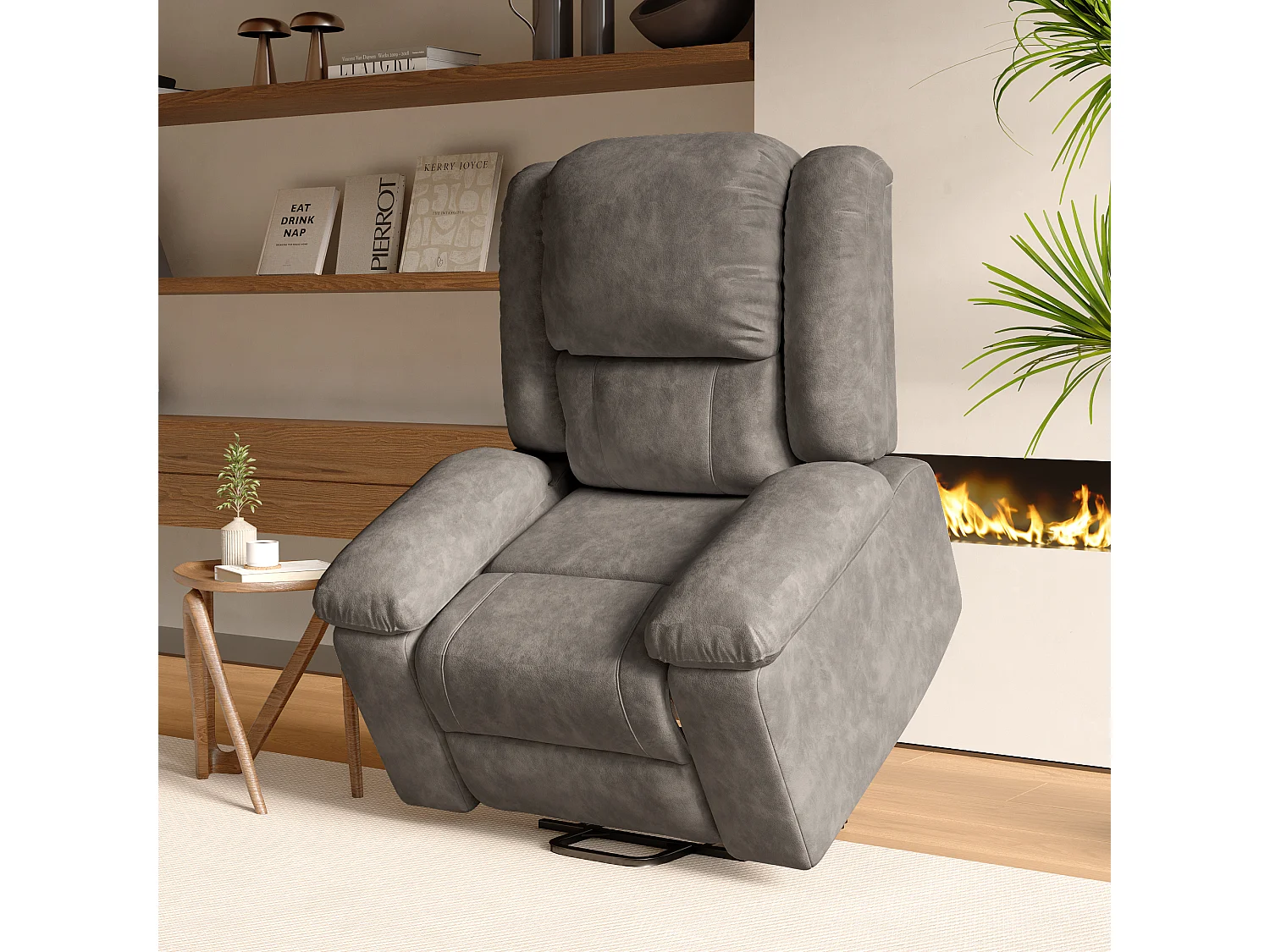 Fauteuil de massage électrique avec 8 points de massage et fonction chauffante - dossier réglable - 2 poches latérales - gris