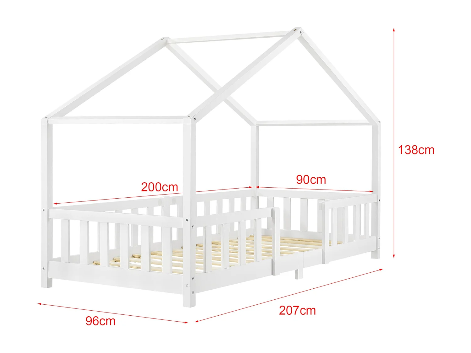 Lit d'enfant design en effet bois blanche 207 x 96 x 138 cm 03_0005465
