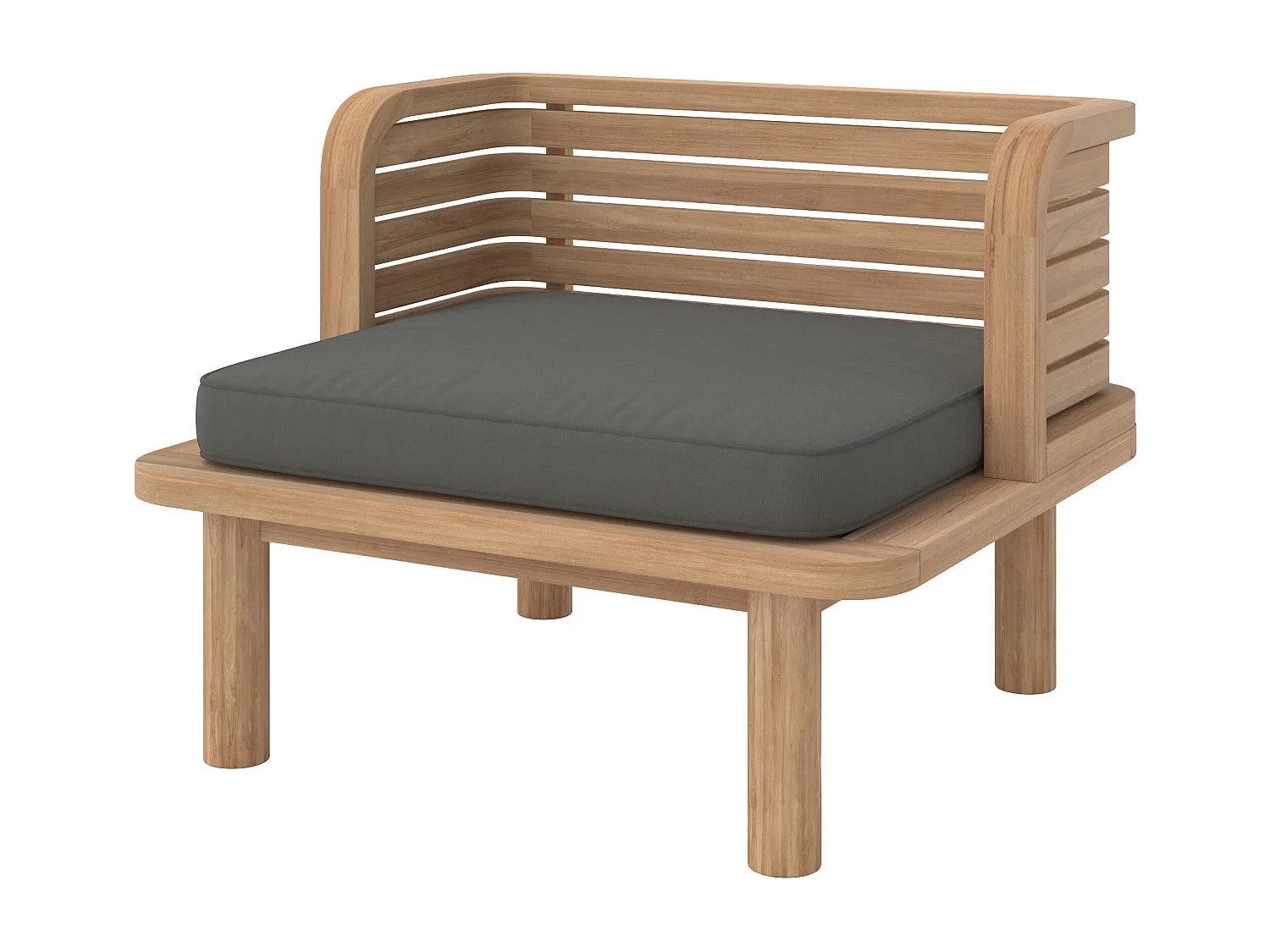 Fauteuil de jardin en teck massif et coussin gris - Kilda