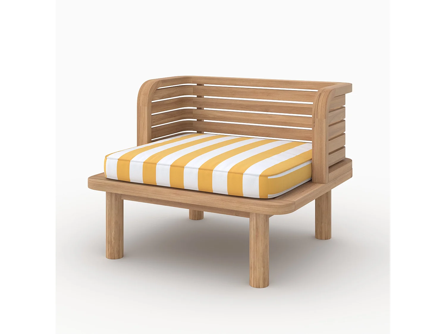 Fauteuil de jardin en teck massif et coussin rayé jaune - Kilda