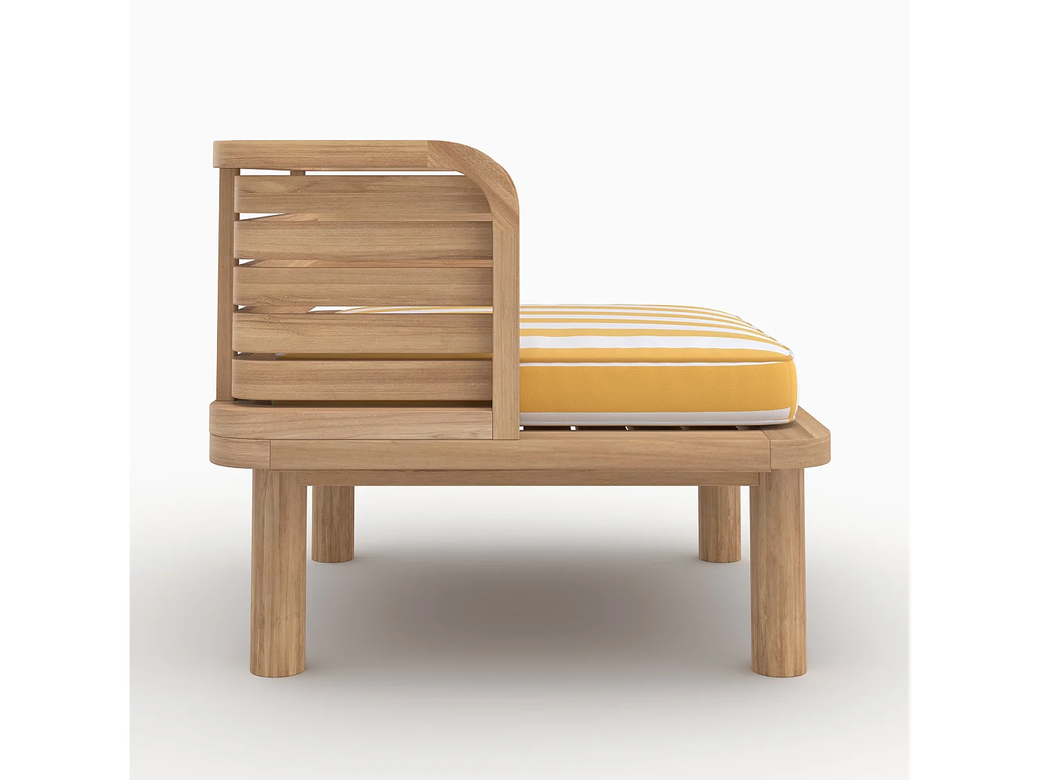 Fauteuil de jardin en teck massif et coussin rayé jaune - Kilda