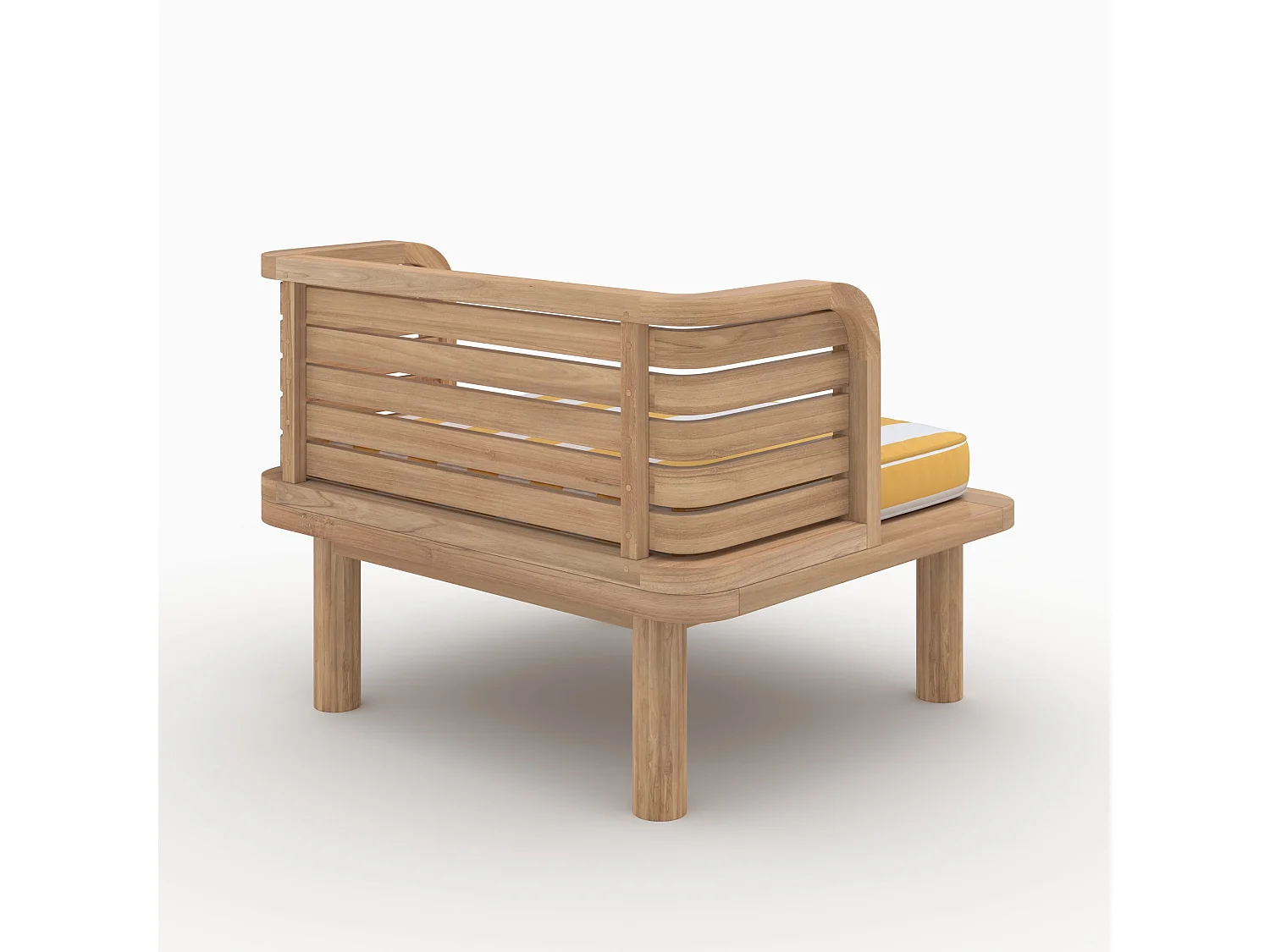 Fauteuil de jardin en teck massif et coussin rayé jaune - Kilda