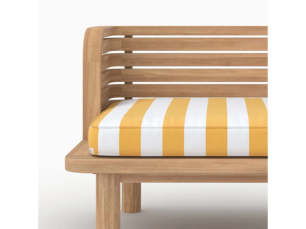Fauteuil de jardin en teck massif et coussin rayé jaune - Kilda