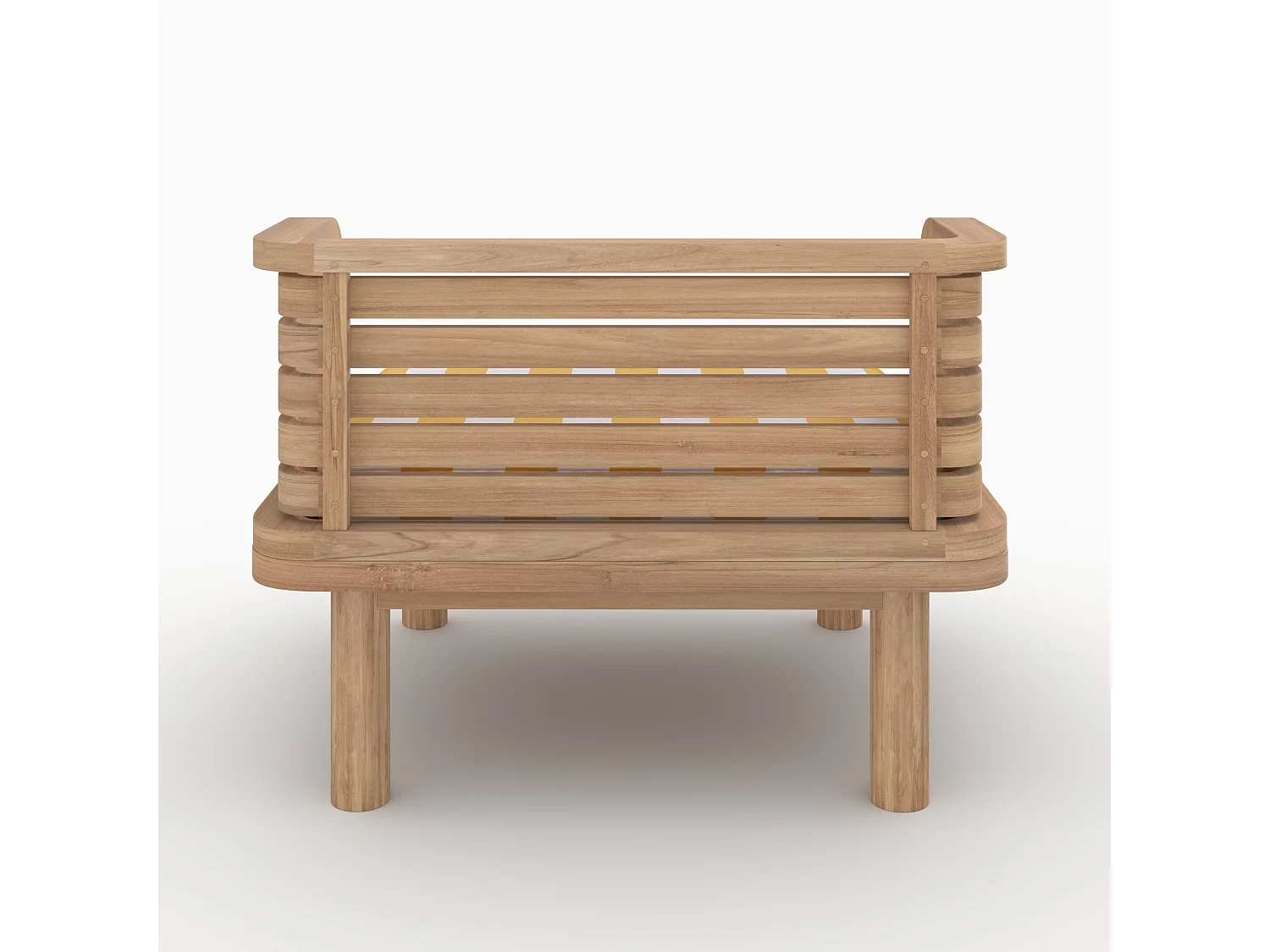 Fauteuil de jardin en teck massif et coussin rayé jaune - Kilda