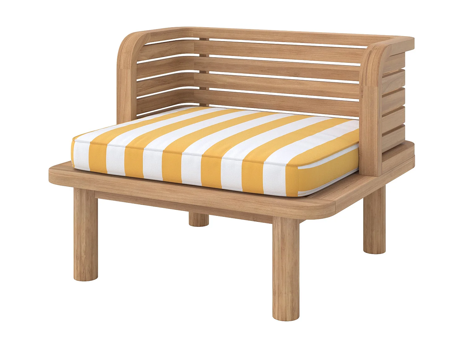 Fauteuil de jardin en teck massif et coussin rayé jaune - Kilda