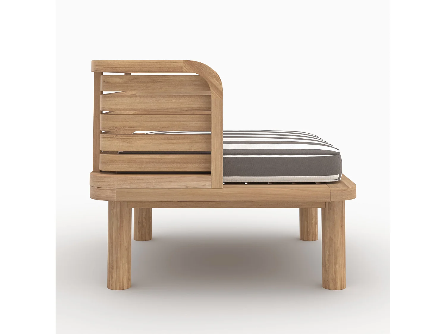 Poltrona da giardino in teak massiccio con cuscino a righe grigie - Kilda