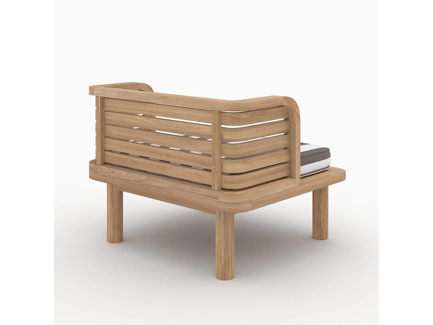 Poltrona da giardino in teak massiccio con cuscino a righe grigie - Kilda