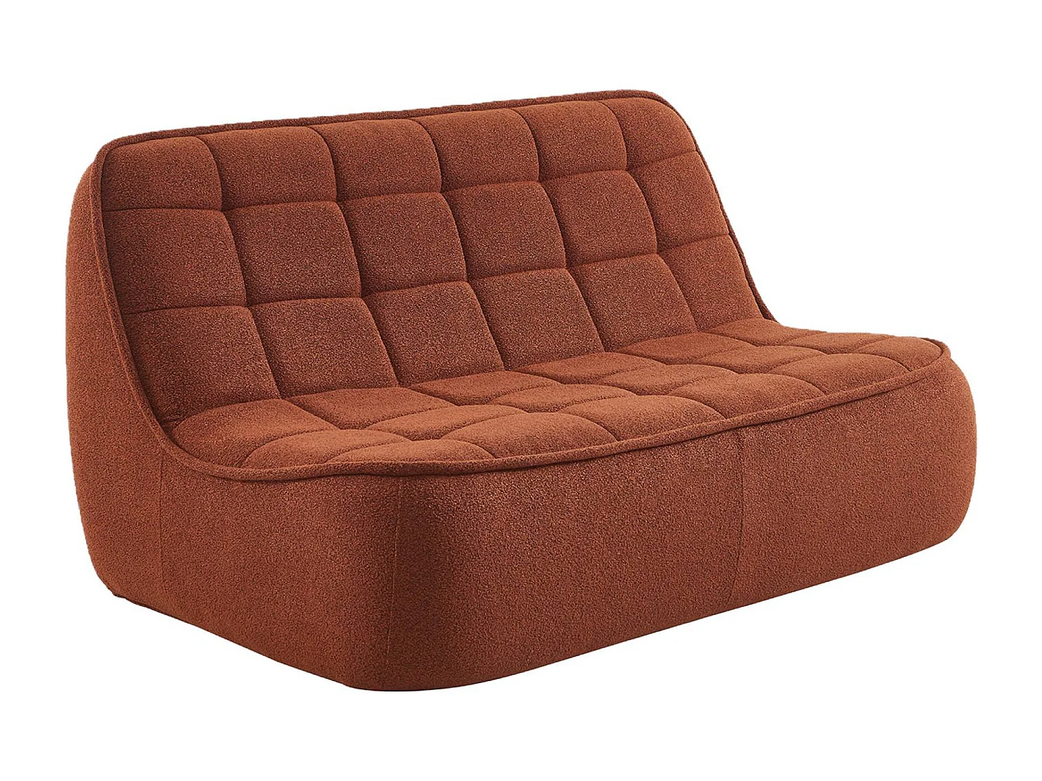 Canapé modulable bouclette texturée 3 places avec repose pied terracotta - Boni
