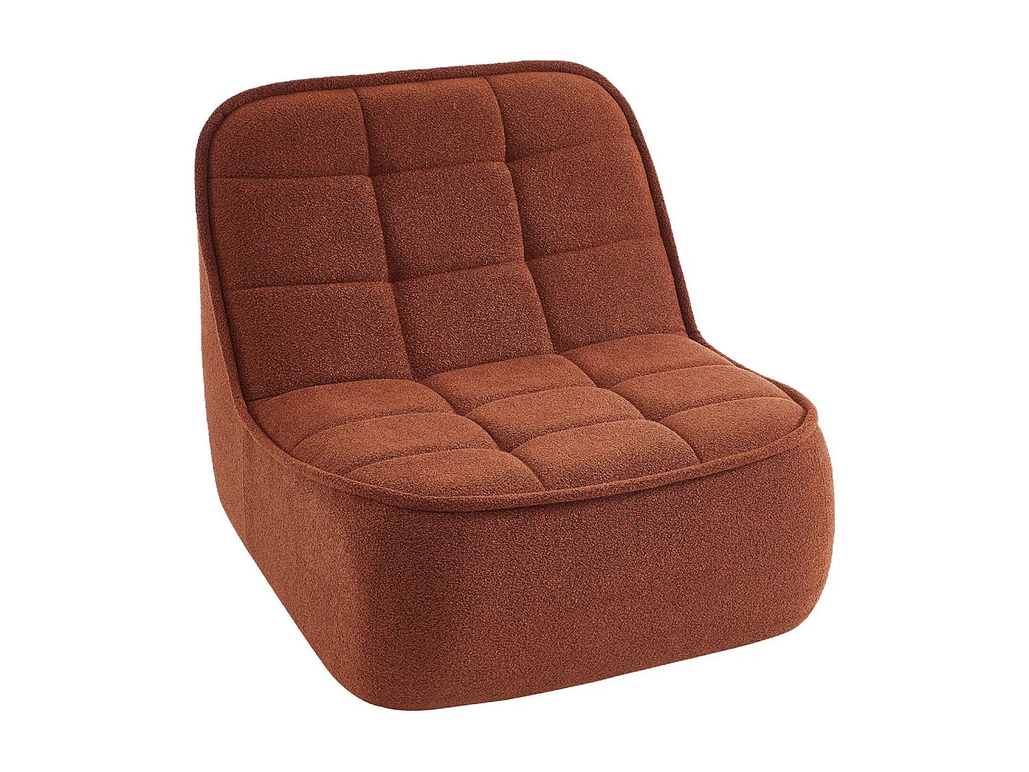 Canapé modulable bouclette texturée 3 places avec repose pied terracotta - Boni