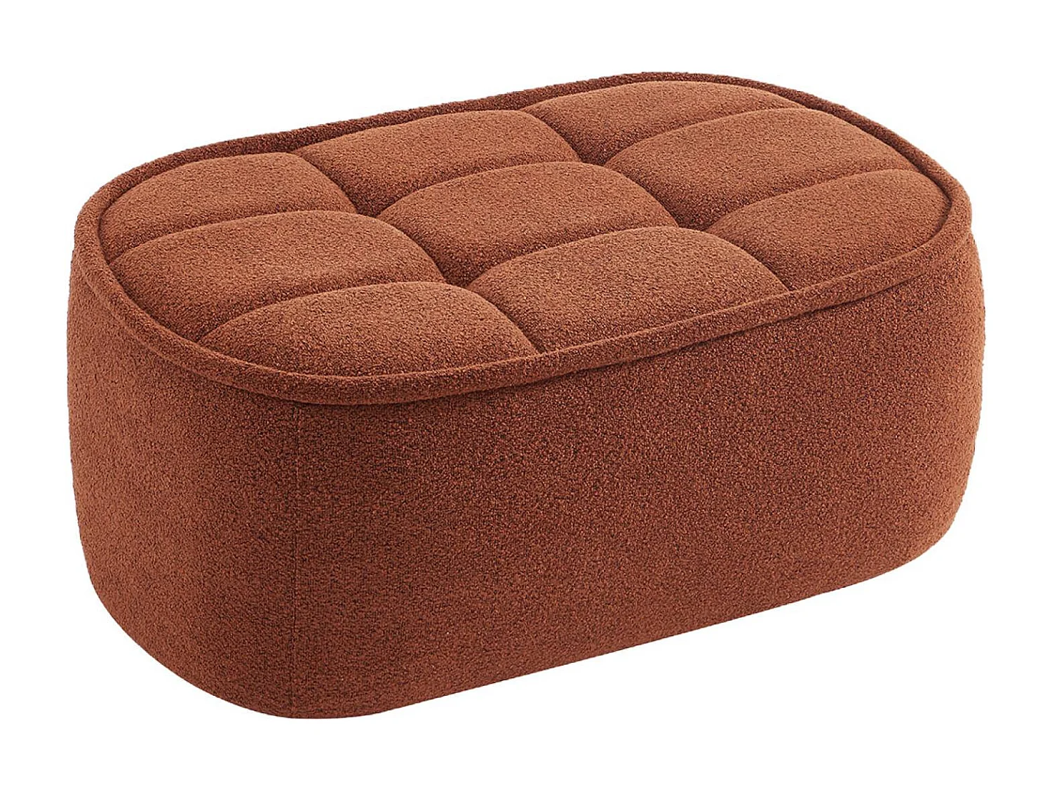Canapé modulable bouclette texturée 3 places avec repose pied terracotta - Boni