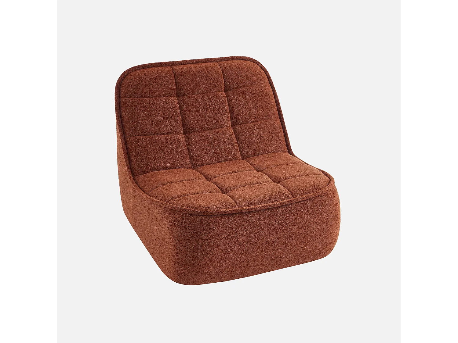 Sofá modular de borreguito texturizada con reposapiés, 3 plazas