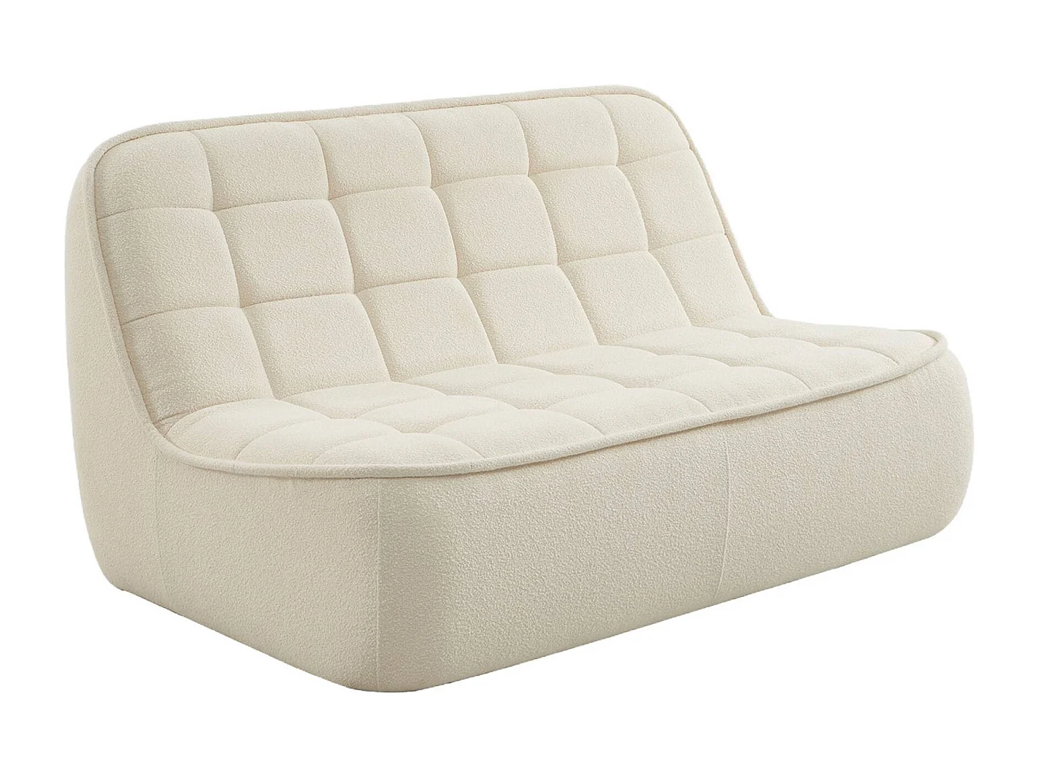 Sofá modular de borreguito texturizada con reposapiés, 3 plazas blanco