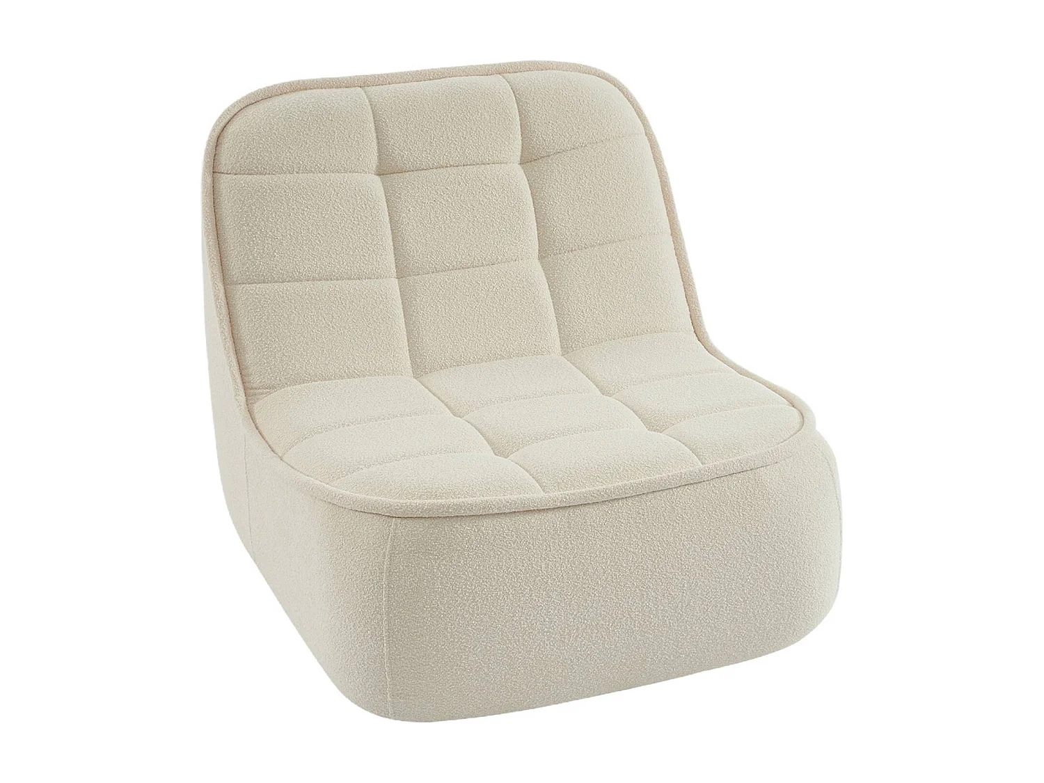 Sofá modular de borreguito texturizada con reposapiés, 3 plazas blanco