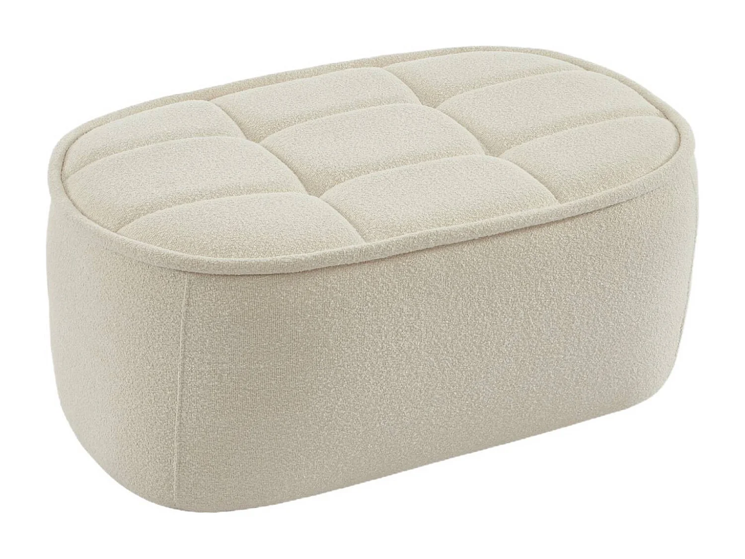 Sofá modular de borreguito texturizada con reposapiés, 3 plazas blanco