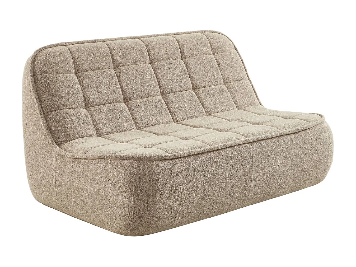 Sofá modular de borreguito texturizada con reposapiés, 3 plazas beige